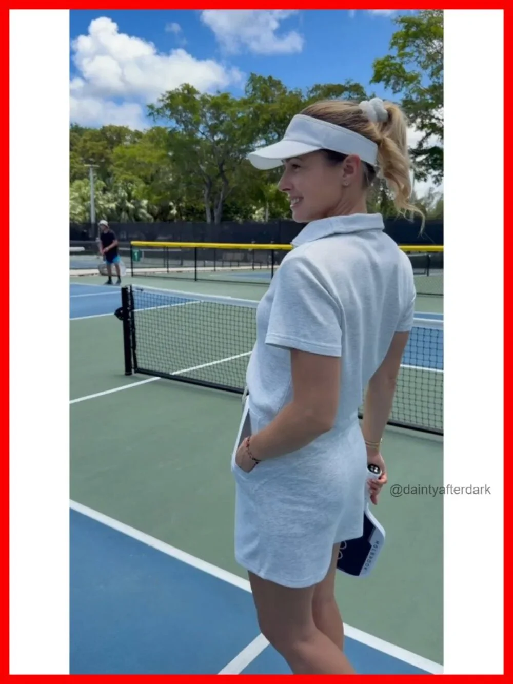 Women's 2 Piece Skort Set Half Zip Short Sleeve Top & Pocketed Tennis Skirt
